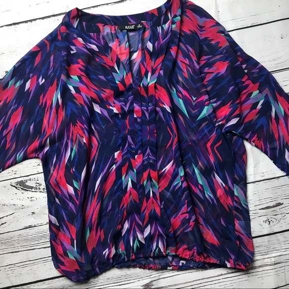 a.n.a Gorgeous, Colorful sheer blouse Size Medium - Picture 2 of 7